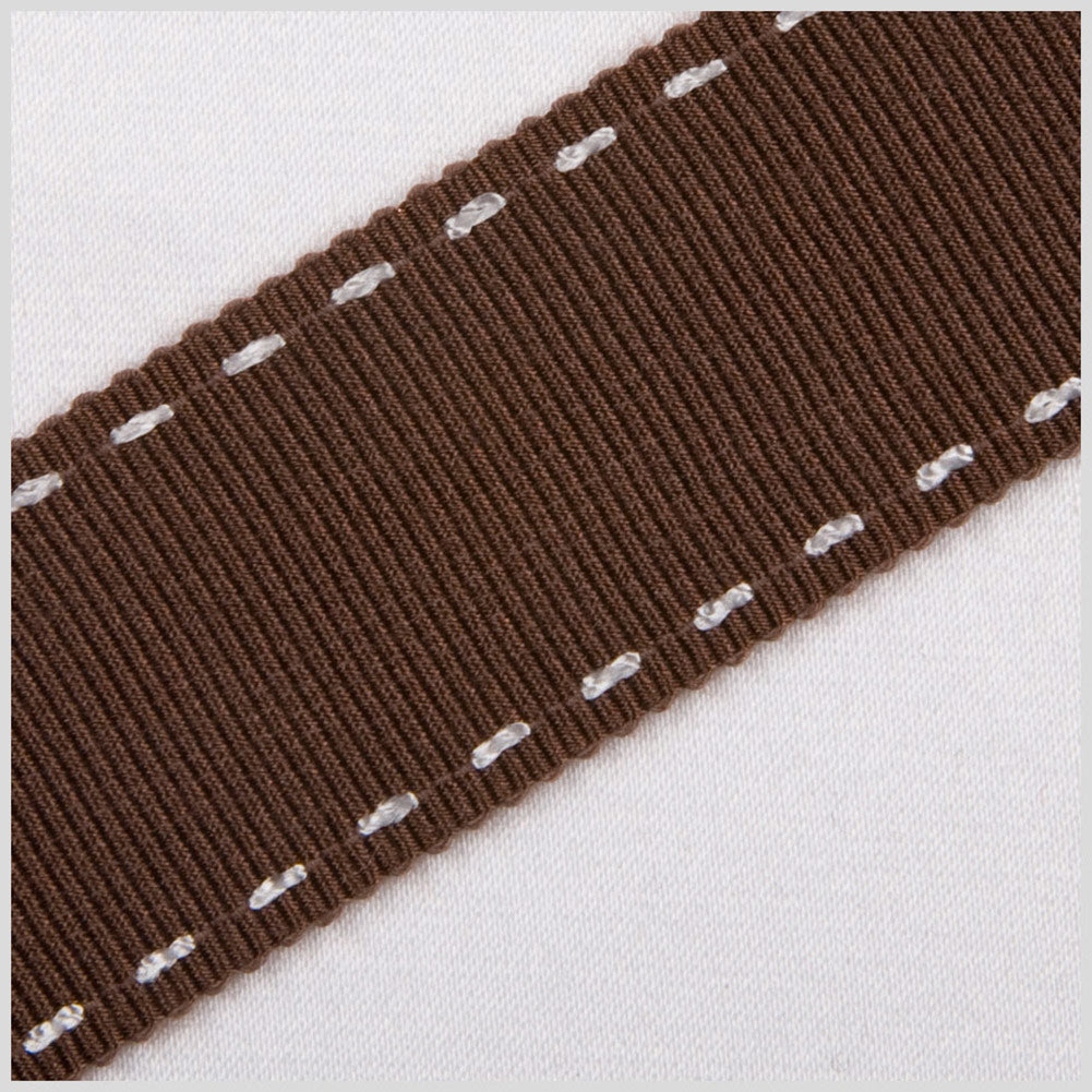 7/8" Brown Stitched Grosgrain Ribbon