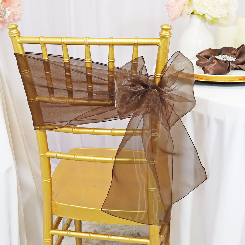 Organza Chair Sash Sample 8x108 Chocolate