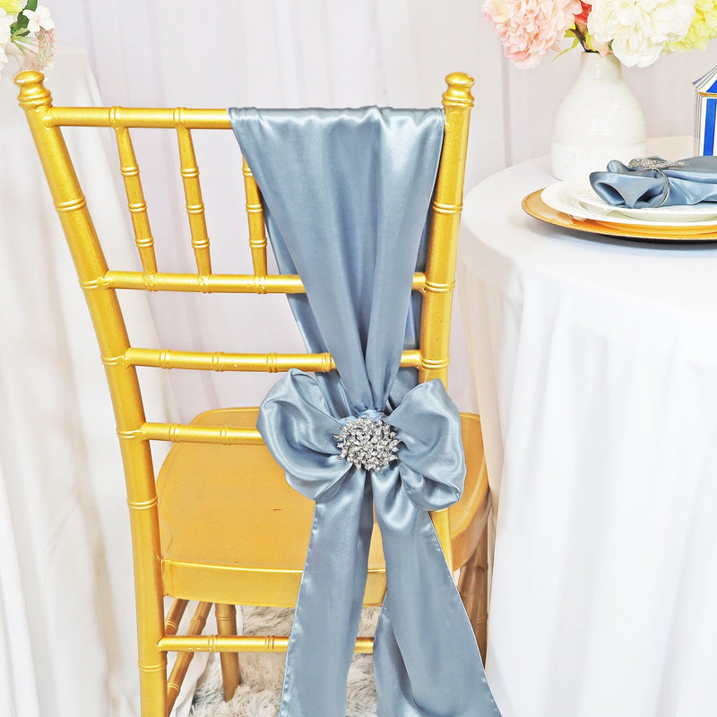 Satin Chair Sash Sample Dusty Blue
