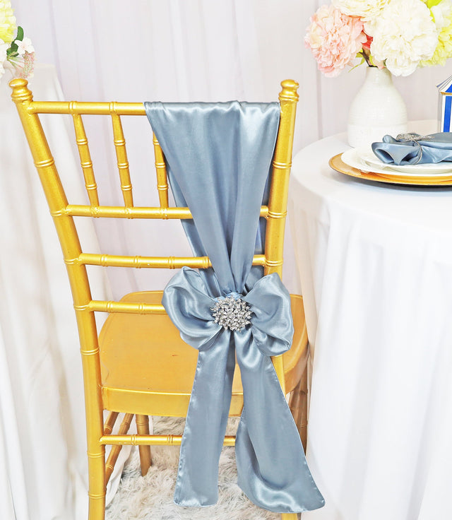 Satin Chair Sash Sample Dusty Blue