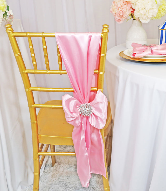 Satin Chair Sashes Pink 8x108