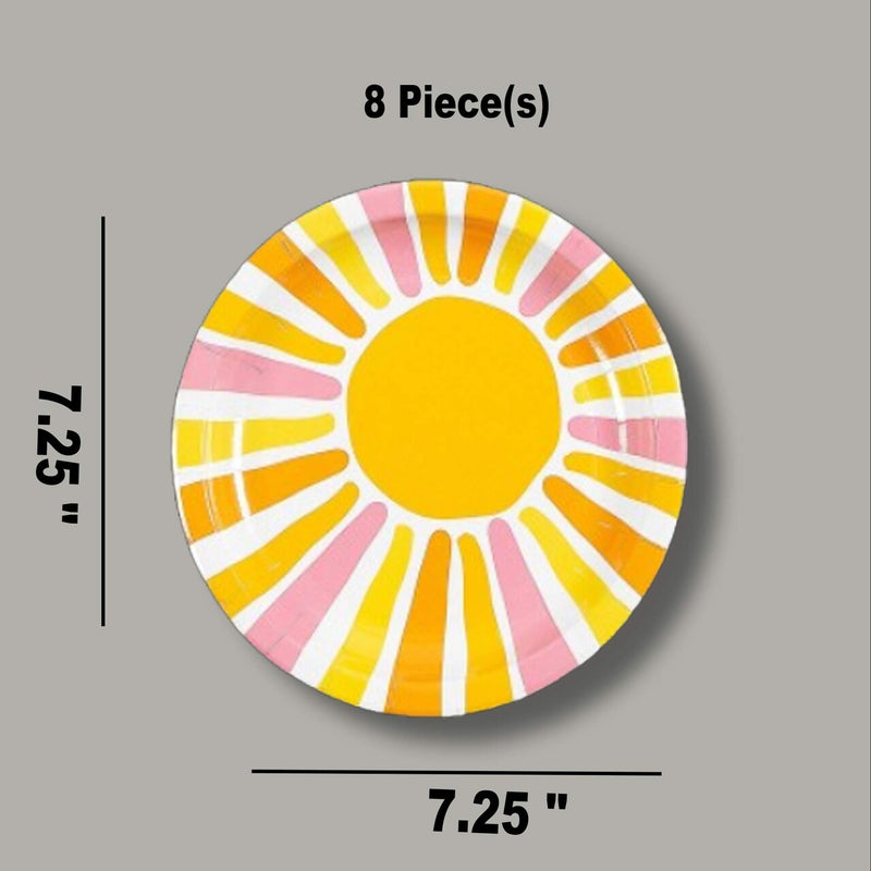 8 Ct. Summer Party Dessert Plates 7 1/4" Disposable Paper Plates Bright & Fun Summer Tableware