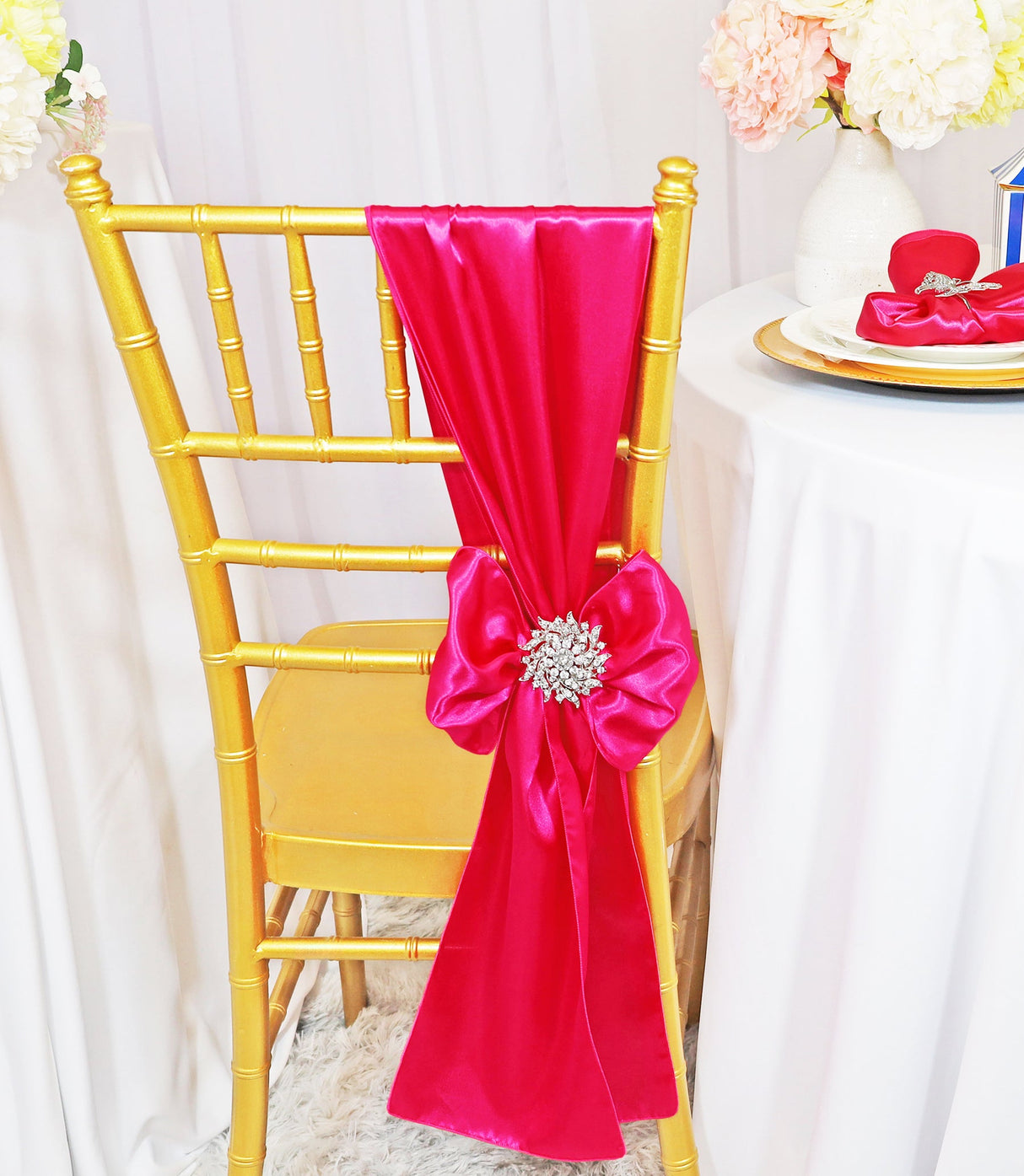 Satin Chair Sashes Fuchsia 8x108