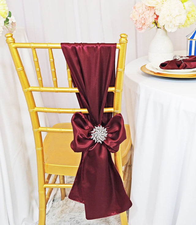 Satin Chair Sashes Burgundy 8x108