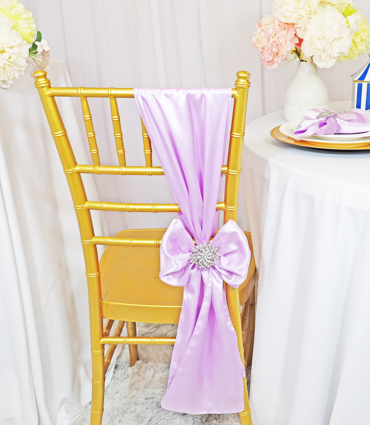 Satin Chair Sash Lavender 8x108