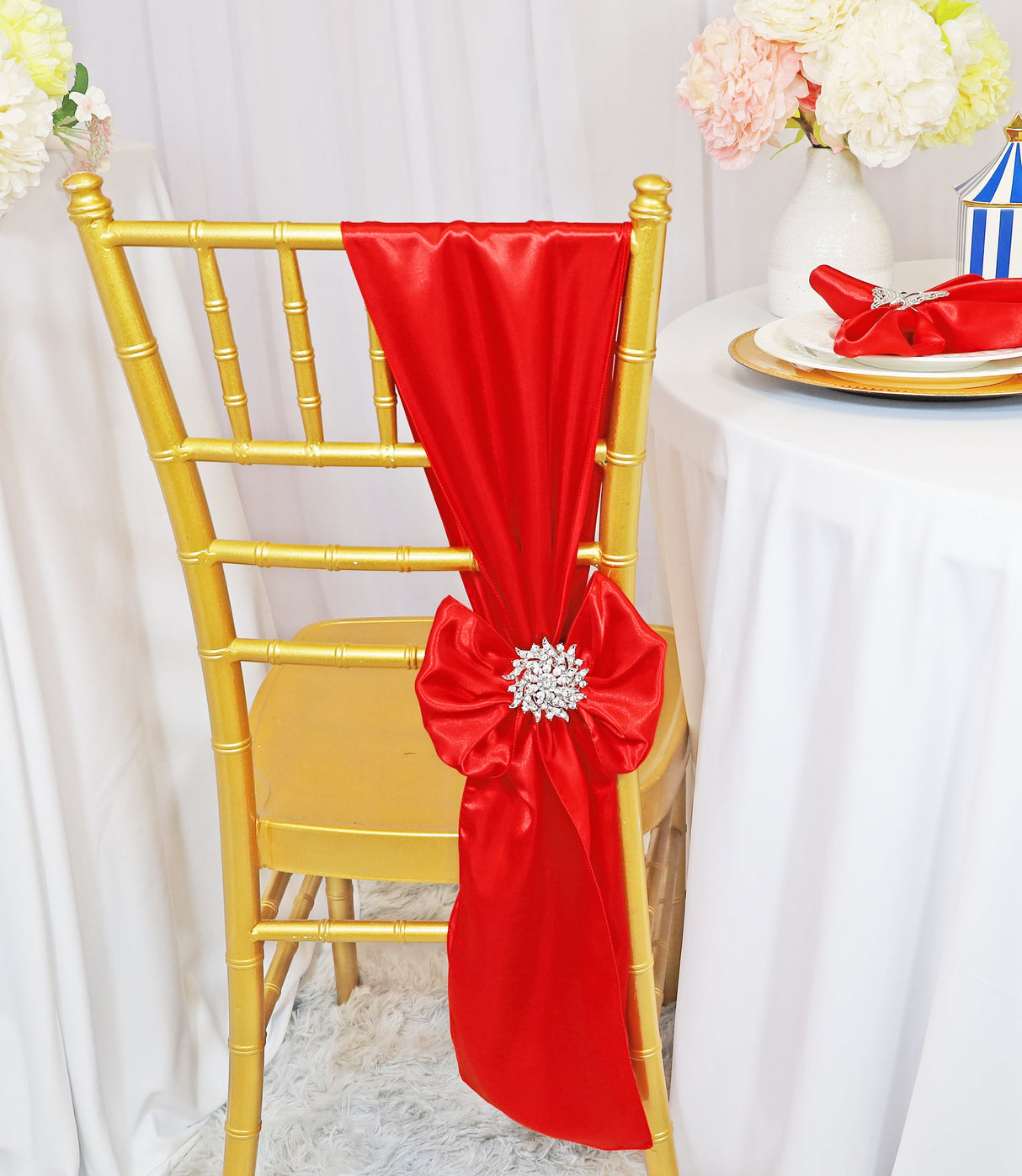 Satin Chair Sashes 8x108 Red