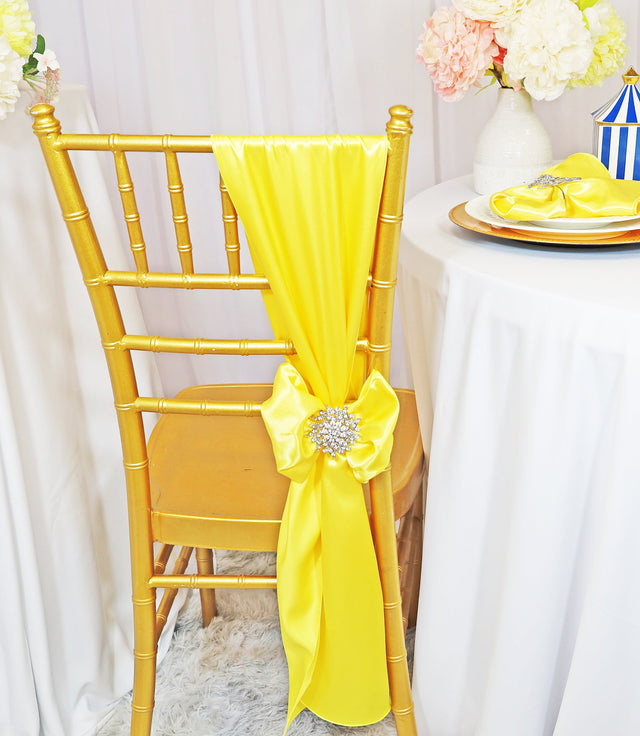Satin Chair Sashes Canary Yellow 8x108