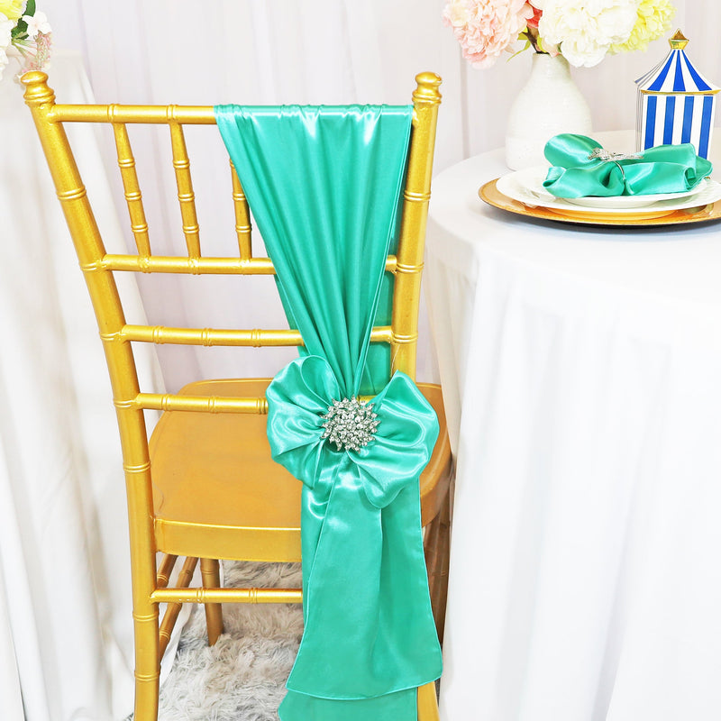 Satin Chair Sash Sample 8x108 Tiff Blue/Aqua Blue