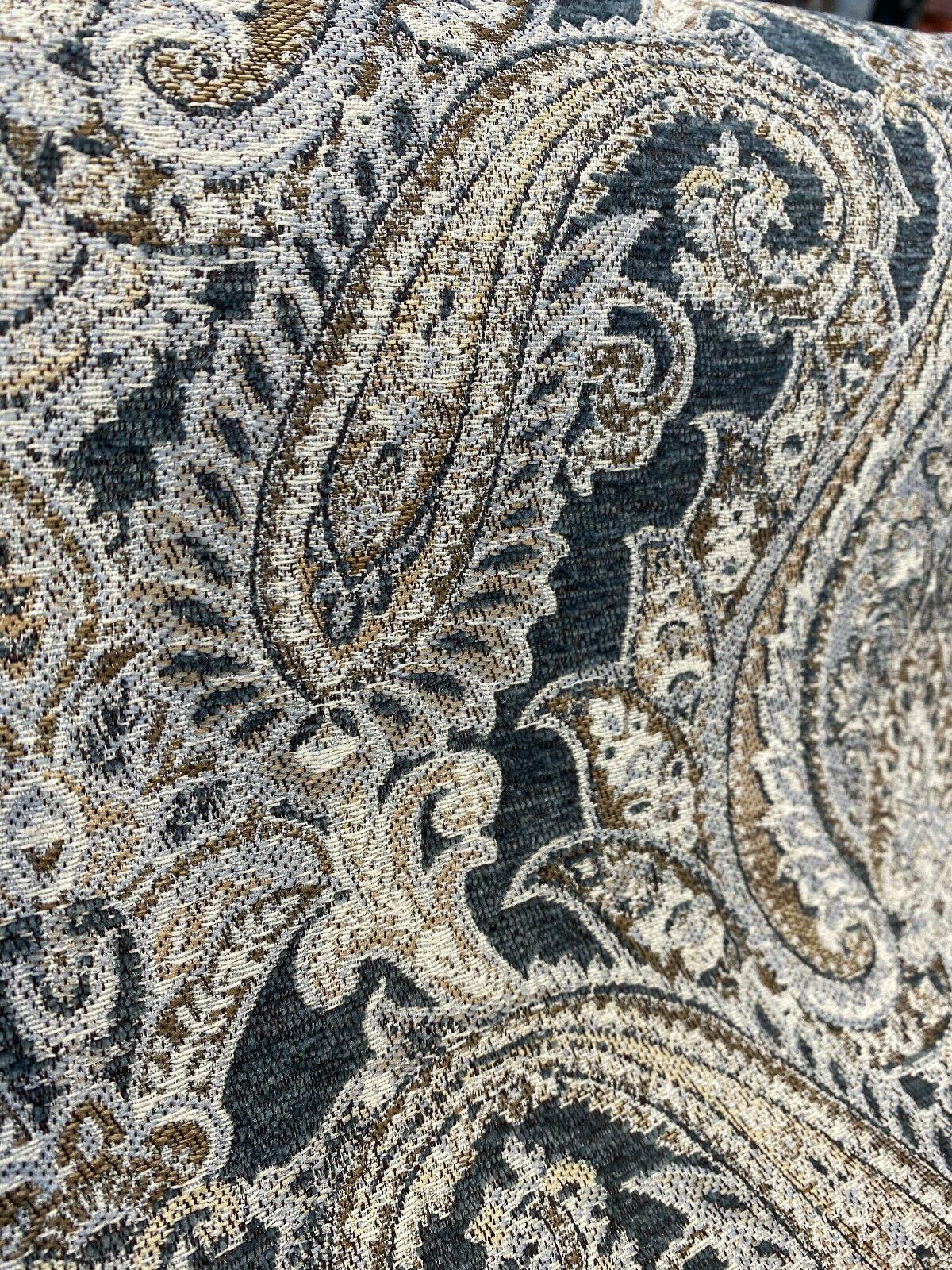 Swavelle Damask Shale Roof Garden Chenille Fabric - Damask Paisley, Shale Roof Garden, 58" Width (1 Yard)