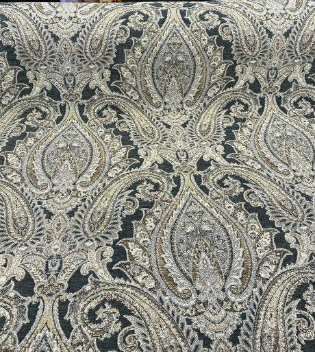 Swavelle Damask Shale Roof Garden Chenille Fabric - Damask Paisley, Shale Roof Garden, 58" Width (1 Yard)
