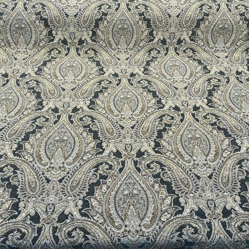 Swavelle Damask Shale Roof Garden Chenille Fabric - Damask Paisley, Shale Roof Garden, 58" Width (1 Yard)