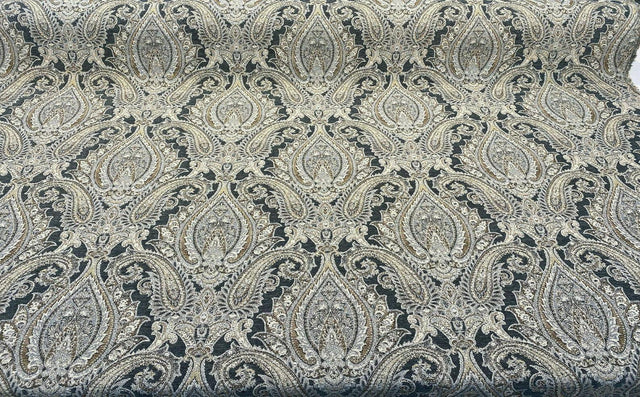 Swavelle Damask Shale Roof Garden Chenille Fabric - Damask Paisley, Shale Roof Garden, 58" Width (1 Yard)
