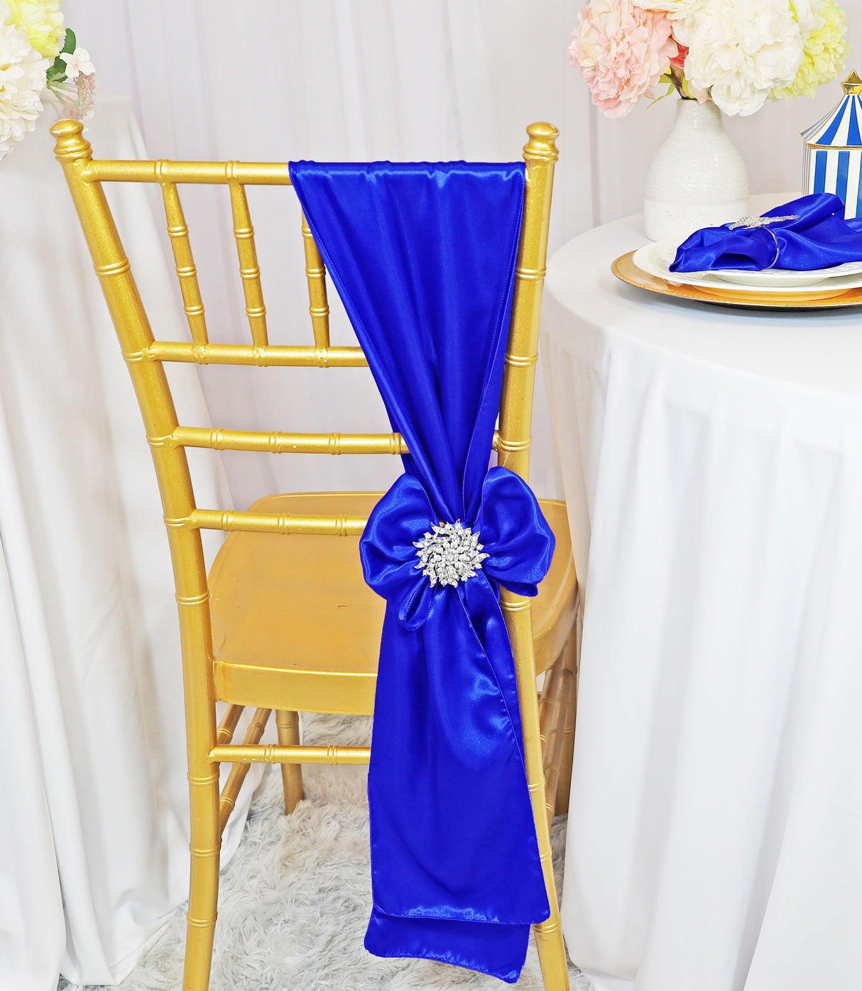 Satin Chair Sashes Royal Blue 8x108