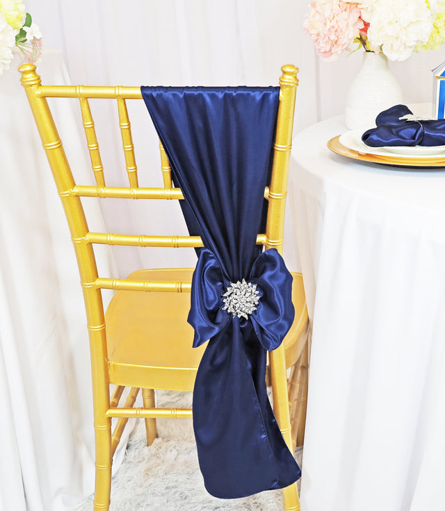 Satin Chair Sashes 8x108 Navy Blue