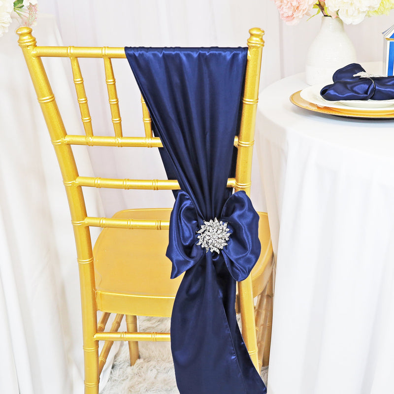 Satin Chair Sash 8x108 Navy Blue