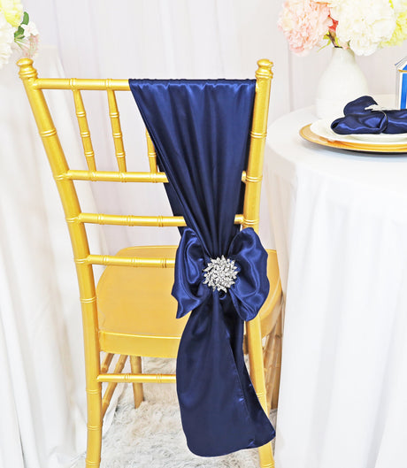 Satin Chair Sash 8x108 Navy Blue