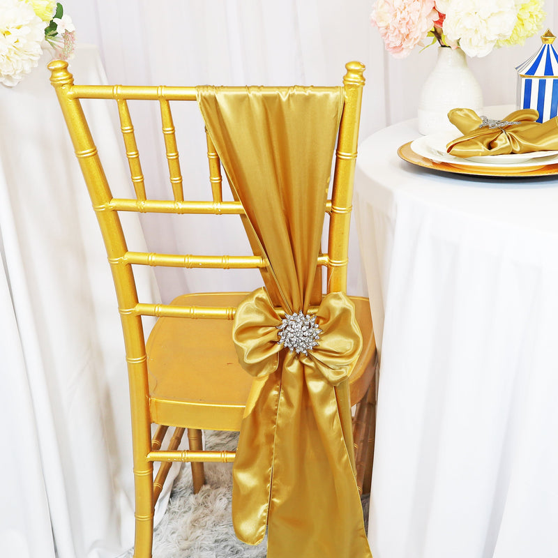 Satin Chair Sash Gold 8x108