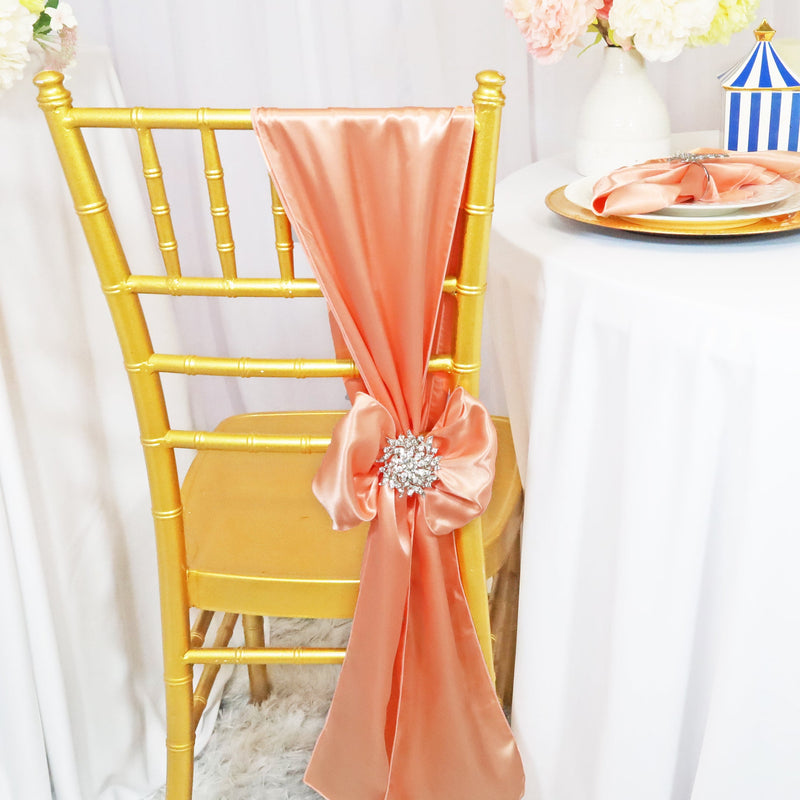 Satin Chair Sash Sample Apricot Peach 8x108