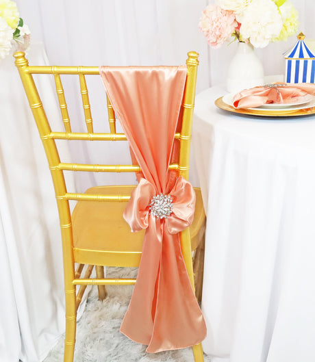 Satin Chair Sash Sample Apricot Peach 8x108