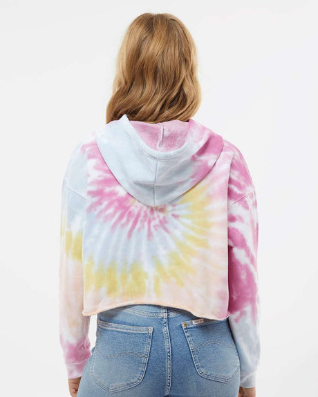 Colortone Womens Tie-Dyed Crop Hoodie trendy fit pullover