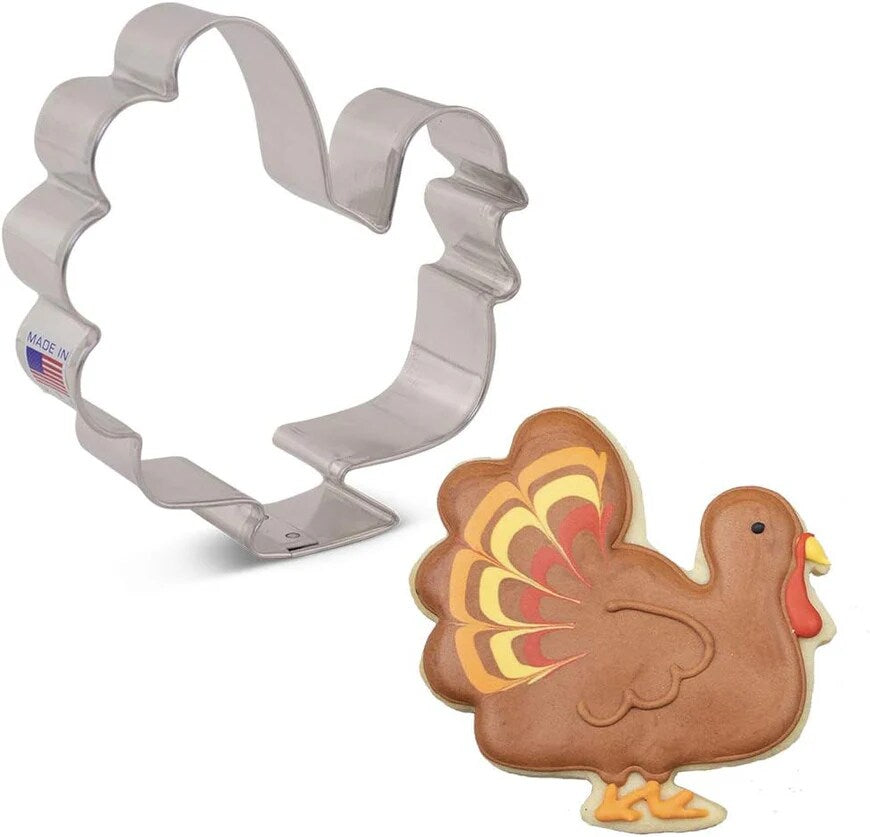 Ann Clark Thanksgiving Turkey Cookie Cutter, 3.75" Side profile full bird