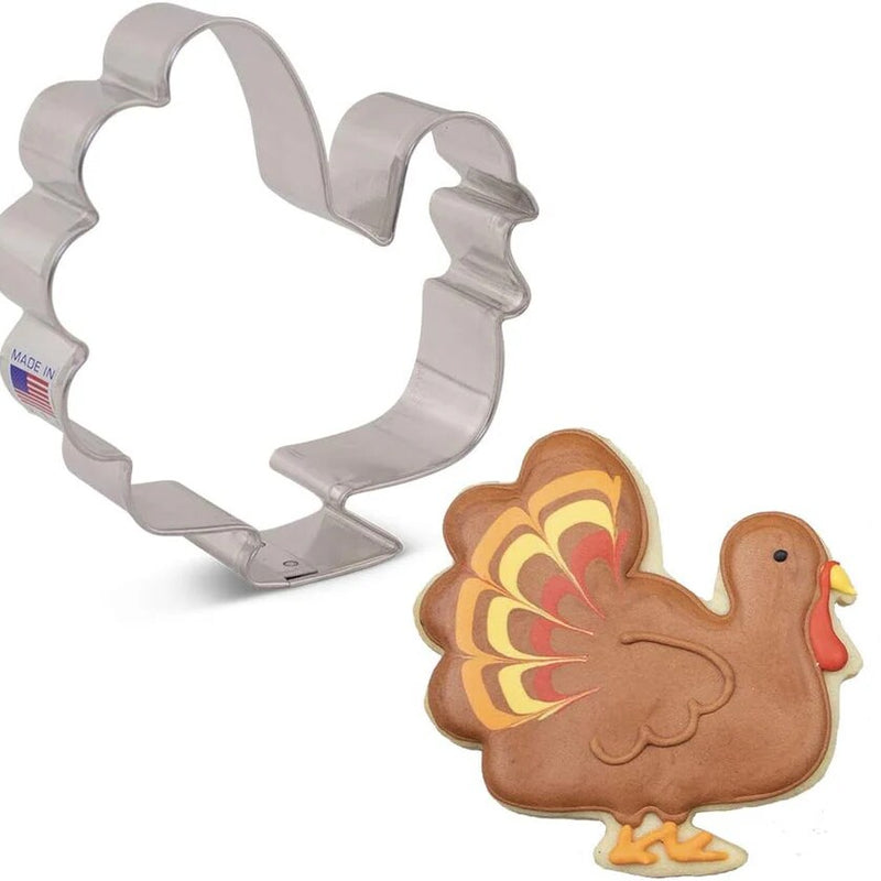 Ann Clark Thanksgiving Turkey Cookie Cutter, 3.75" Side profile full bird