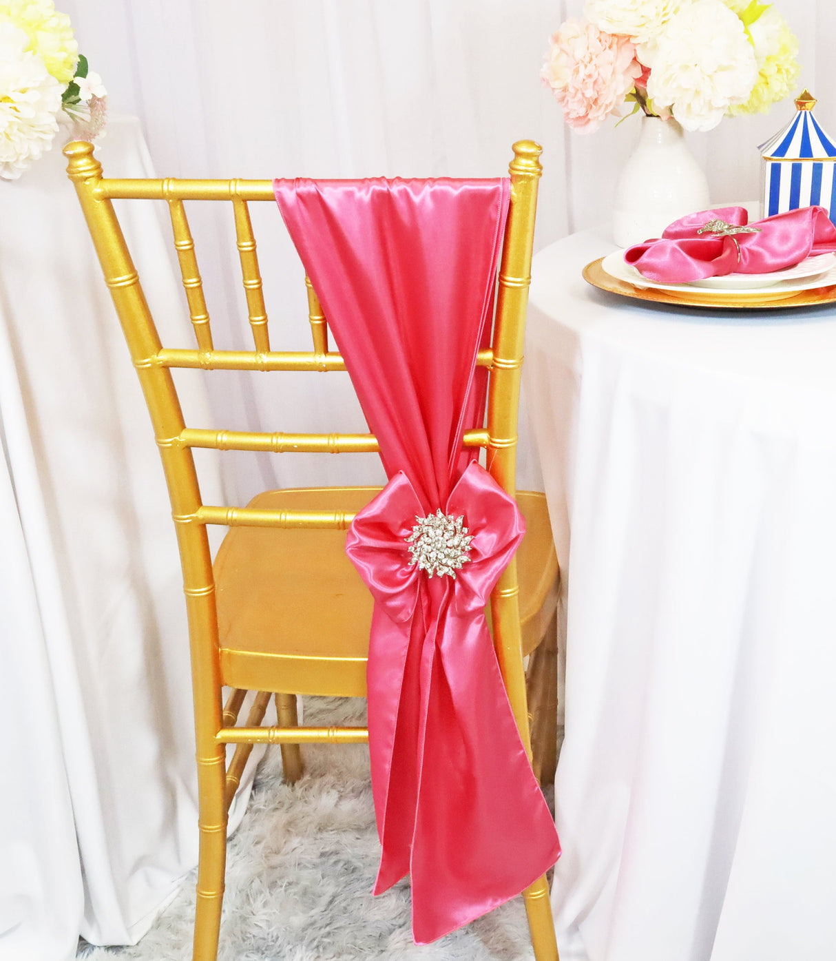Satin Chair Sashes 8x108 Bubble Gum