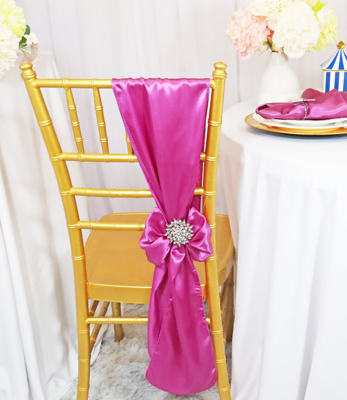 Satin Chair Sashes 8x108 Magenta/Azalea