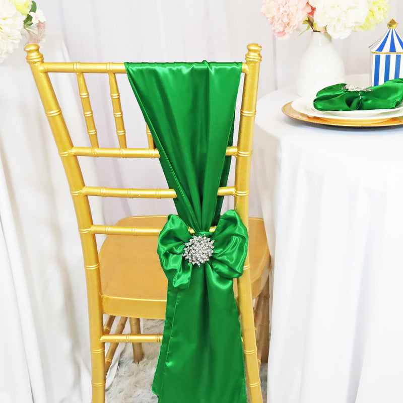 Satin Chair Sash Sample Emerald Green