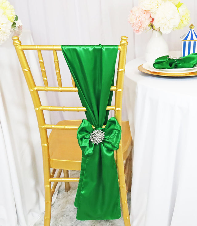 Satin Chair Sashes 8x108 Emerald Green