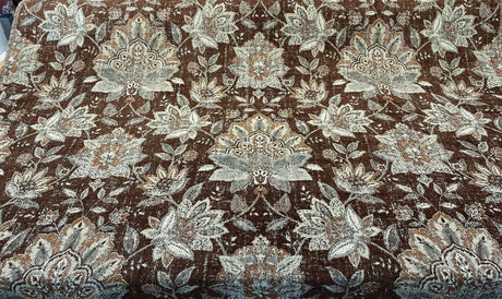 Wolfgang Floral Chenille Fabric - Carob Rust Damask, 57" Width, 27" Horizontal Repeat, 29" Vertical Repeat (1 Yard)