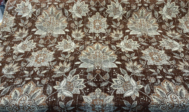 Wolfgang Floral Chenille Fabric - Carob Rust Damask, 57" Width, 27" Horizontal Repeat, 29" Vertical Repeat (1 Yard)