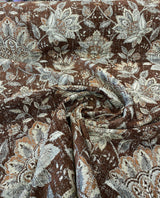 Wolfgang Floral Chenille Fabric - Carob Rust Damask, 57" Width, 27" Horizontal Repeat, 29" Vertical Repeat (1 Yard)