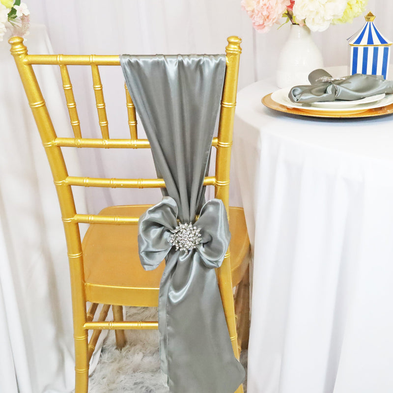 Satin Chair Sash Sample 8x108 Platinum/Light Silver