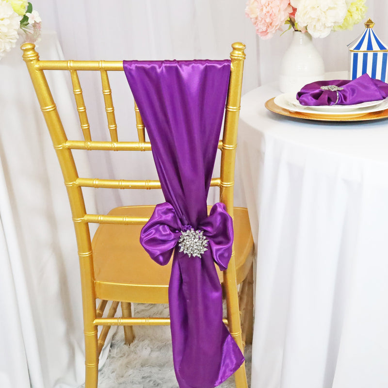 Satin Chair Sash Purple 8x108