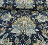 Wolfgang Floral Chenille Fabric - Onyx Black Damask, 57" Width, 27" Horizontal Repeat, 29" Vertical Repeat (1 Yard)