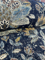 Wolfgang Floral Chenille Fabric - Onyx Black Damask, 57" Width, 27" Horizontal Repeat, 29" Vertical Repeat (1 Yard)