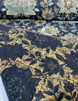 Wolfgang Floral Chenille Fabric - Onyx Black Damask, 57" Width, 27" Horizontal Repeat, 29" Vertical Repeat (1 Yard)