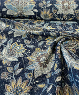 Wolfgang Floral Chenille Fabric - Onyx Black Damask, 57" Width, 27" Horizontal Repeat, 29" Vertical Repeat (1 Yard)