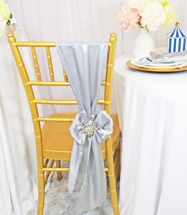 Satin Chair Sashes 8x108 Platinum/Light Silver