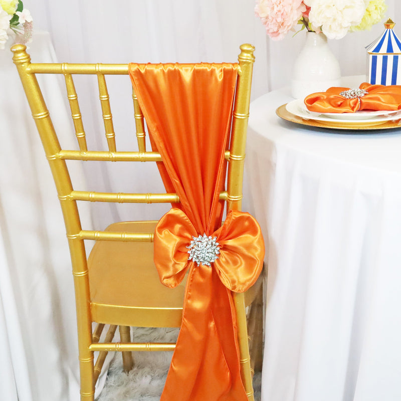 Satin Chair Sash Sample 8x108 Tangerine