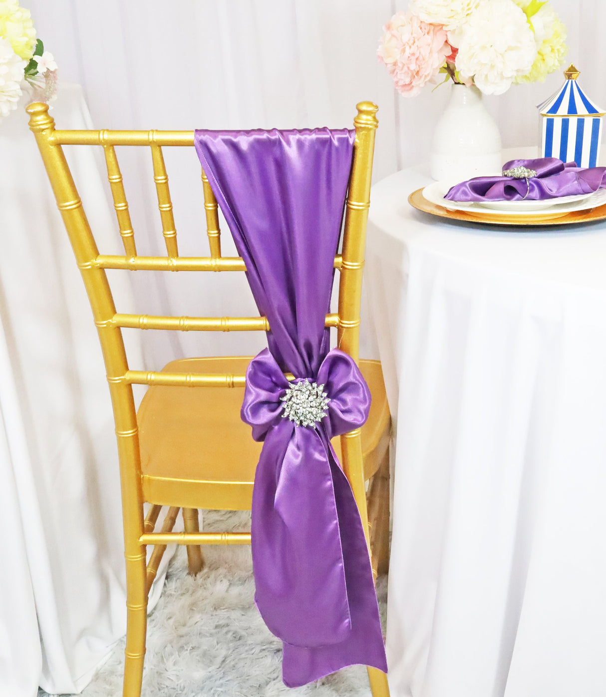Satin Chair Sashes Victoria Lilac