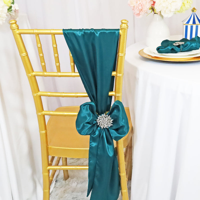 Satin Chair Sash Sample Peacock