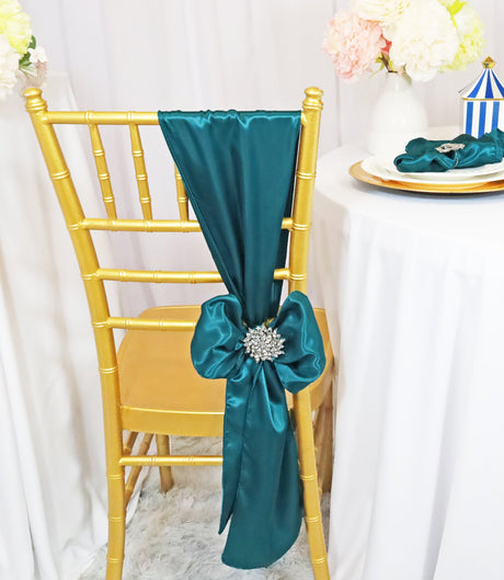 Satin Chair Sash Sample Peacock