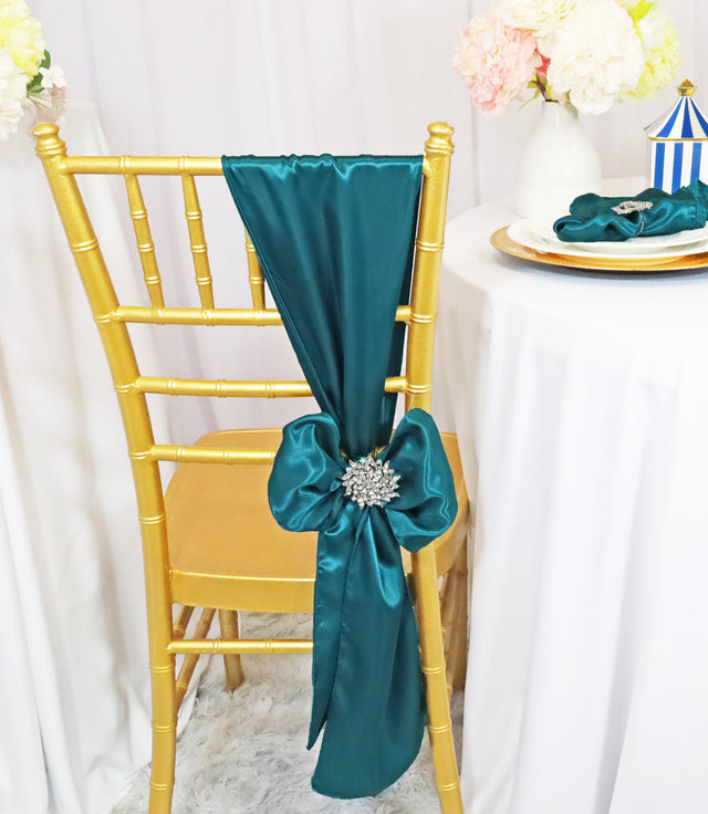 Satin Chair Sashes 8x108 Peacock
