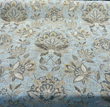 Wolfgang Floral Patina Vintage Damask Chenille Fabric - Vintage Teal Blue With Blue, Teal, Gold, And Rust Hints, 57" Width (1 Yard)