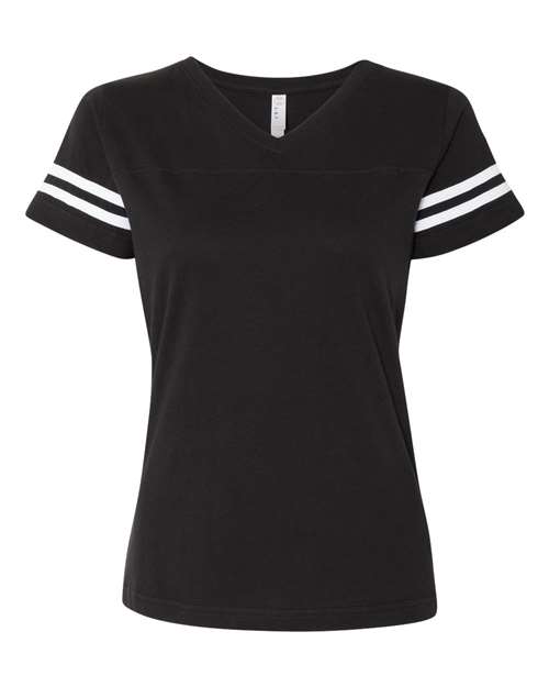 Women's Football V-Neck Fine Jersey Tee