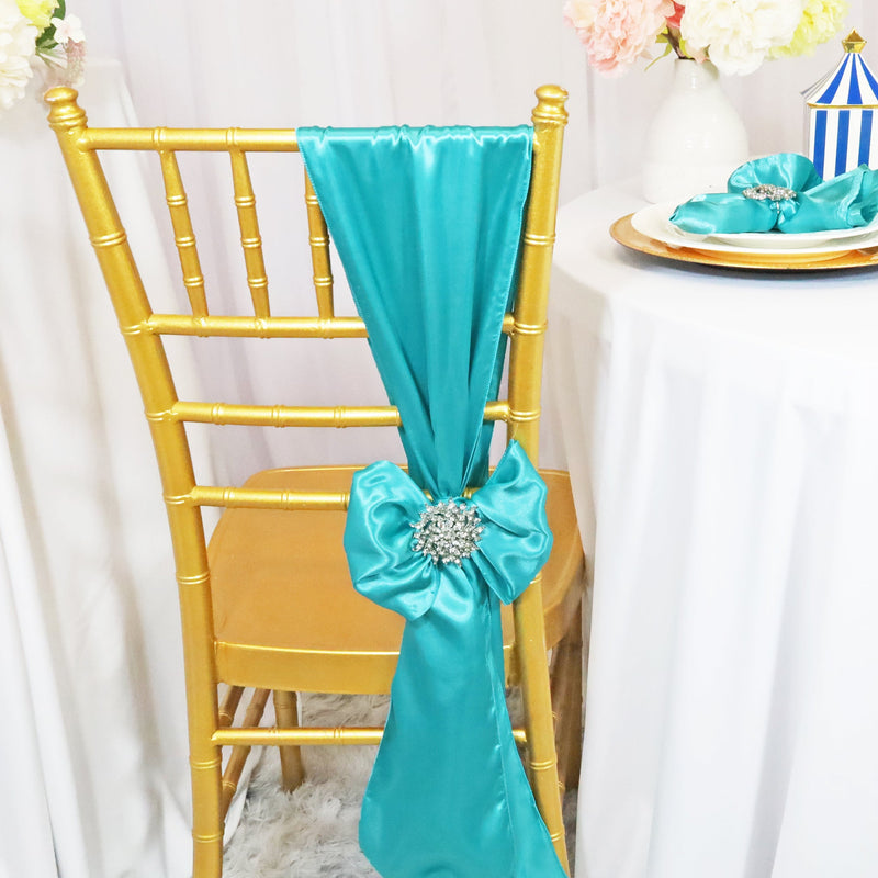 Satin Chair Sash 8x108 Pool Blue