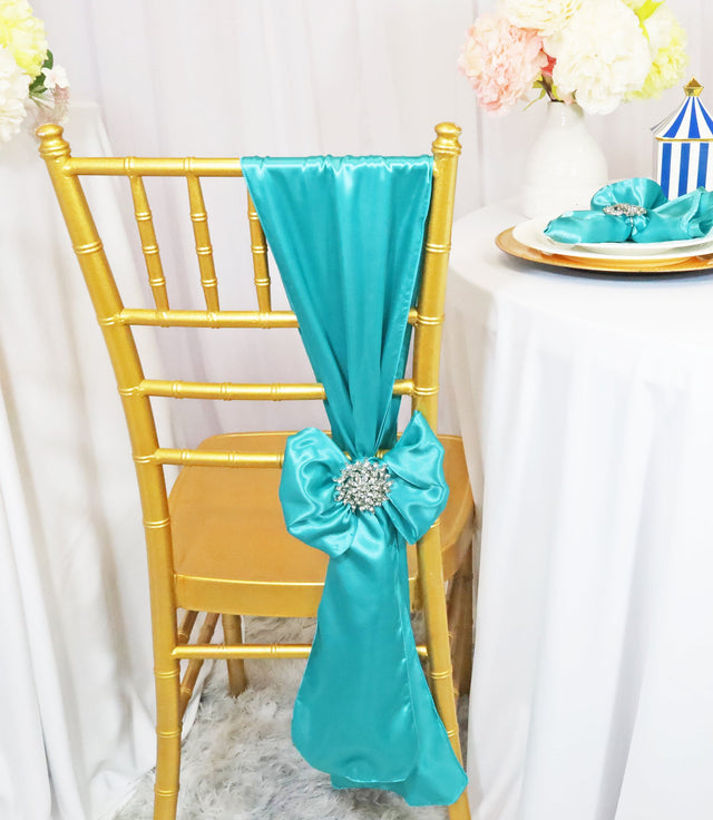 Satin Chair Sash 8x108 Pool Blue