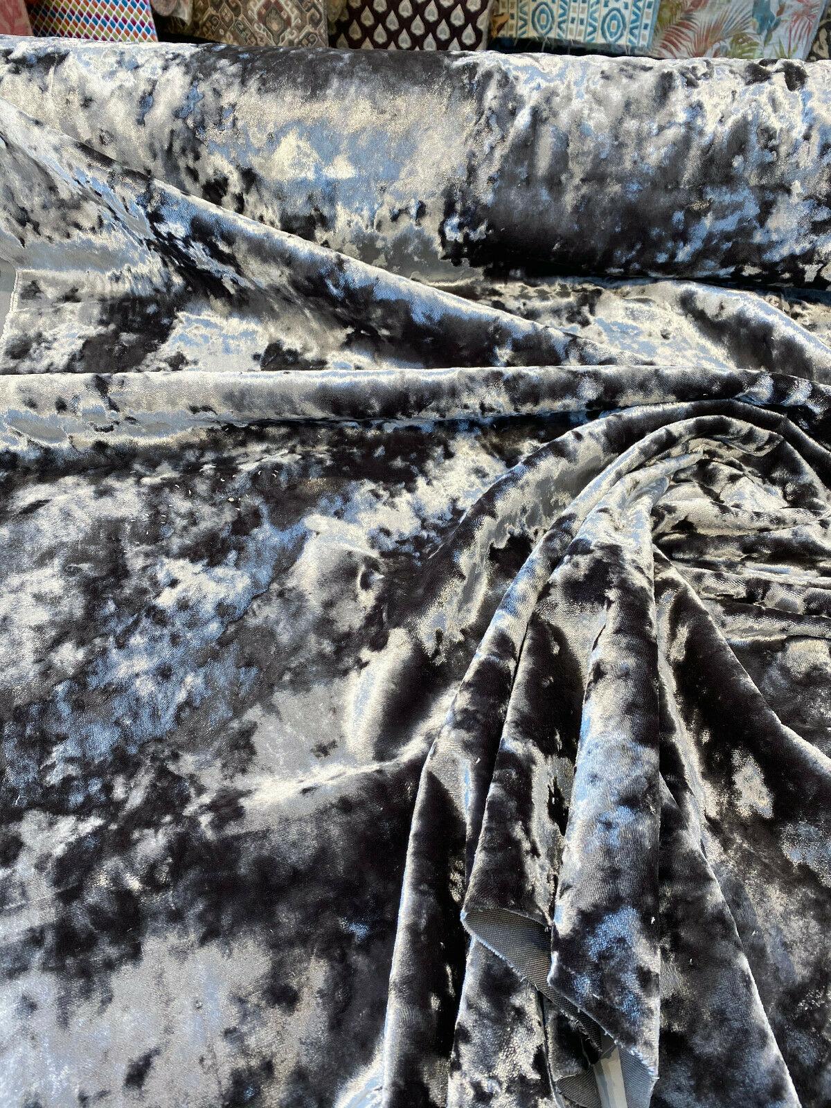 3D Velvet Polyester Fabric - Charcoal Gray Solid, Heavy Duty Upholstery, 1 Yard (By The Yard)